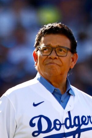 LOS ANGELES, CALIFORNIA - JULY 19: Fernando Valenzuela looks on before throwing the ceremonial first pitch during the 92nd MLB All-Star Game presented by Mastercard at Dodger Stadium on July 19, 2022 in Los Angeles, California. (Photo by Ronald Martinez/Getty Images)