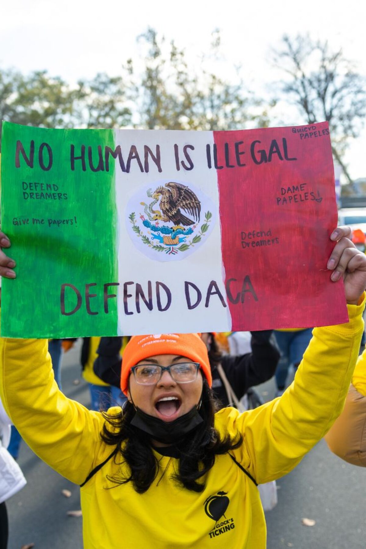 WASHINGTON, DC, UNITED STATES- NOVEMBER 17: Pro- DACA protestors hold a march outside of the U.S. Capitol Building calling for a pathway to citizenship on November 17th, 2022 in Washington, DC. (Photo by Nathan Posner/Anadolu Agency via Getty Images)
