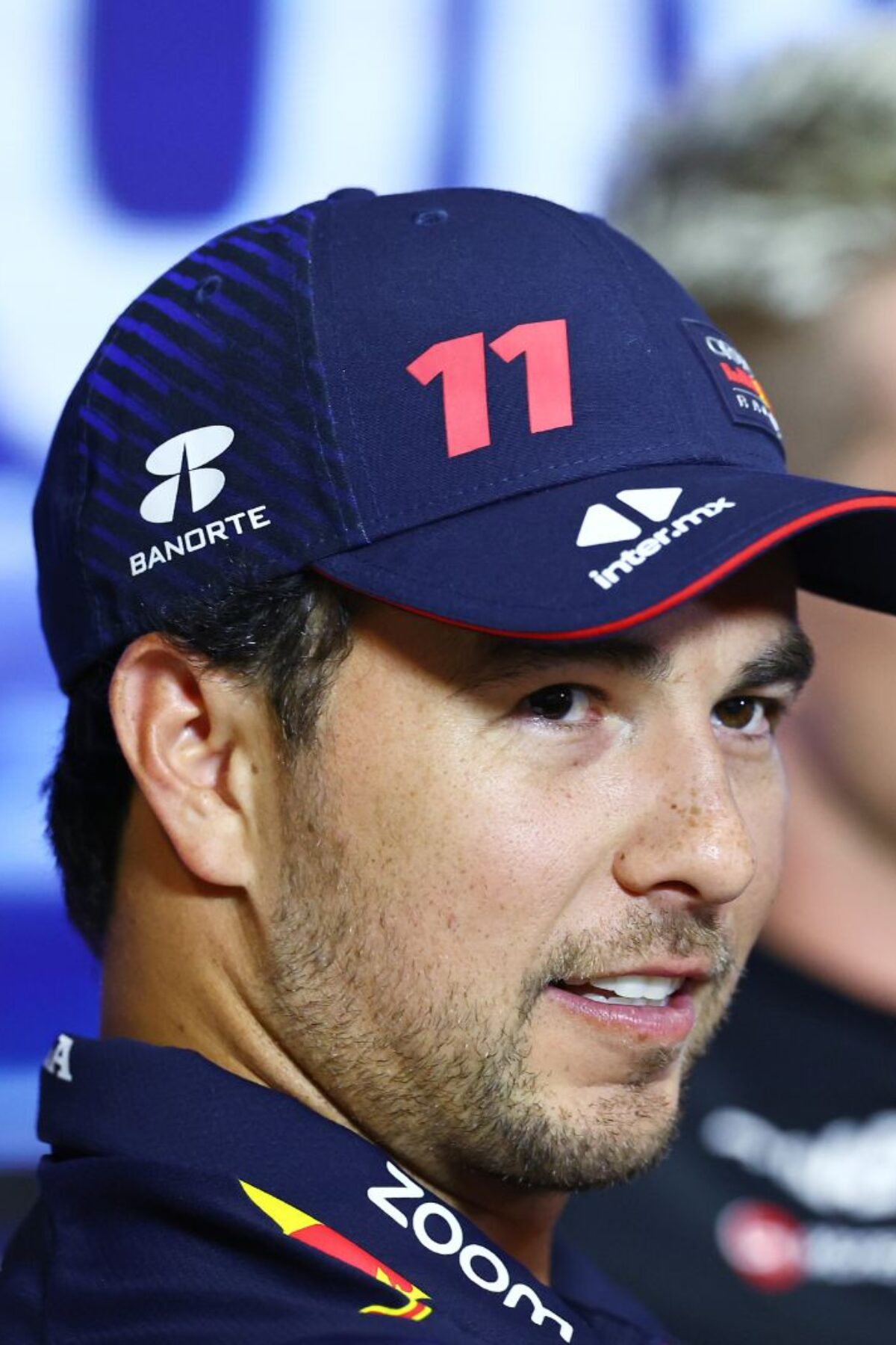 MONZA, ITALY - AUGUST 31: Sergio Perez of Mexico and Oracle Red Bull Racing looks on in the Drivers Press Conference during previews ahead of the F1 Grand Prix of Italy at Autodromo Nazionale Monza on August 31, 2023 in Monza, Italy. (Photo by Bryn Lennon/Getty Images)