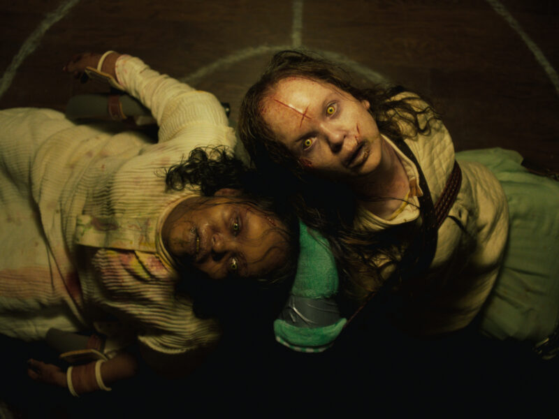 (from left) Angela Fielding (Lidya Jewett) and Katherine (Olivia Marcum) in The Exorcist: Believer, directed by David Gordon Green.