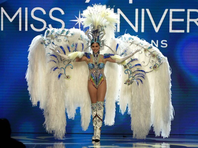 NEW ORLEANS, LOUISIANA - JANUARY 11: Miss Argentina, Barbara Cabrera walks onstage during the 71st Miss Universe Competition National Costume show at New Orleans Morial Convention Center on January 11, 2023 in New Orleans, Louisiana. (Photo by Josh Brasted/Getty Images)