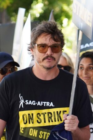 LOS ANGELES, CA - SEPTEMBER 26: Pedro Pascal is seen on the SAG-AFTRA picket line on September 26, 2023 in Los Angeles, California. (Photo by JOCE/Bauer-Griffin/GC Images)
