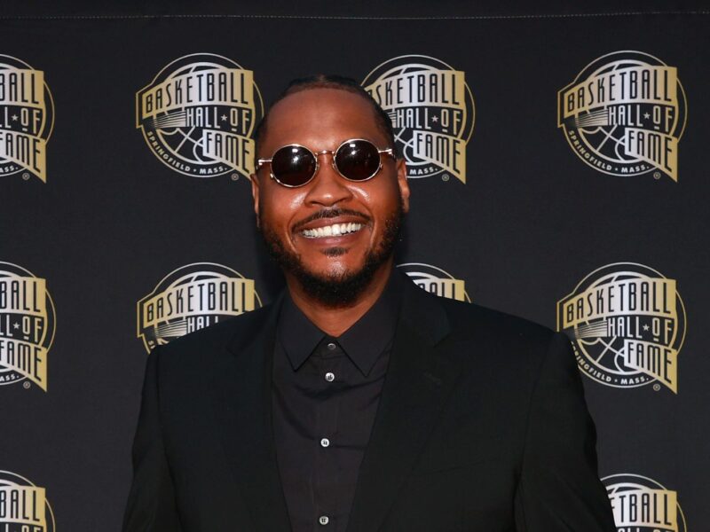 SPRINGFIELD, MASSACHUSETTS - AUGUST 12: Carmelo Anthony attends the 2023 Naismith Basketball Hall of Fame Induction at Symphony Hall on August 12, 2023 in Springfield, Massachusetts. (Photo by Mike Lawrie/Getty Images)