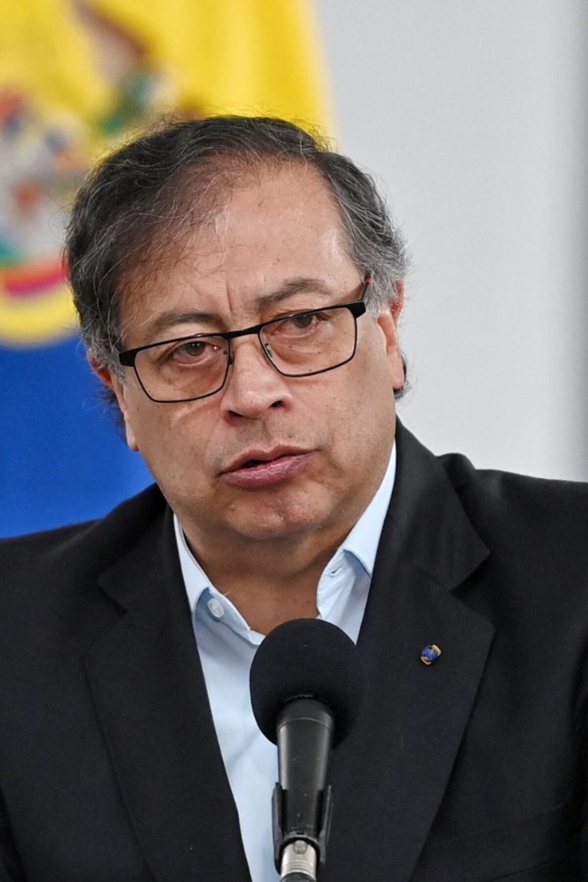 Colombian President Gustavo Petro delivers a speech after voting during the country's regional elections, in Bogota on October 29, 2023. Colombians go to the polls to elect new mayors, municipal councillors, governors and lawmakers in regional assemblies for the 2024-27 period. (Photo by JUAN BARRETO / AFP) (Photo by JUAN BARRETO/AFP via Getty Images)