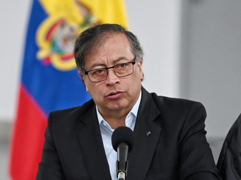 Colombian President Gustavo Petro delivers a speech after voting during the country's regional elections, in Bogota on October 29, 2023. Colombians go to the polls to elect new mayors, municipal councillors, governors and lawmakers in regional assemblies for the 2024-27 period. (Photo by JUAN BARRETO / AFP) (Photo by JUAN BARRETO/AFP via Getty Images)