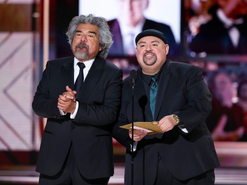 George Lopez and Gabriel Iglesias at the 81st Golden Globe Awards held at the Beverly Hilton Hotel on January 7, 2024 in Beverly Hills, California. (Photo by Rich Polk/Golden Globes 2024/Golden Globes 2024 via Getty Images)