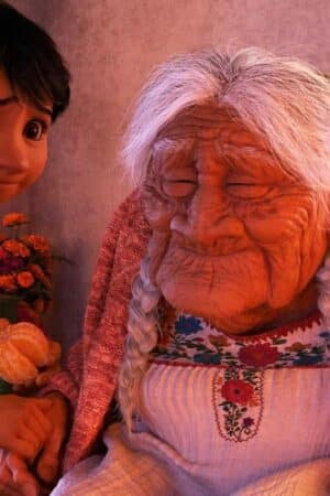 Miguel and Mama Coco in Disney's Coco