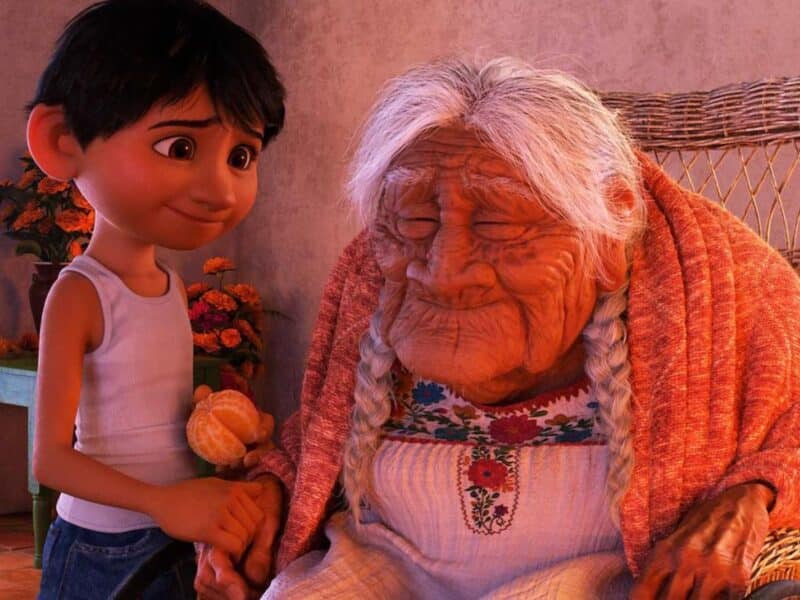 Miguel and Mama Coco in Disney's Coco