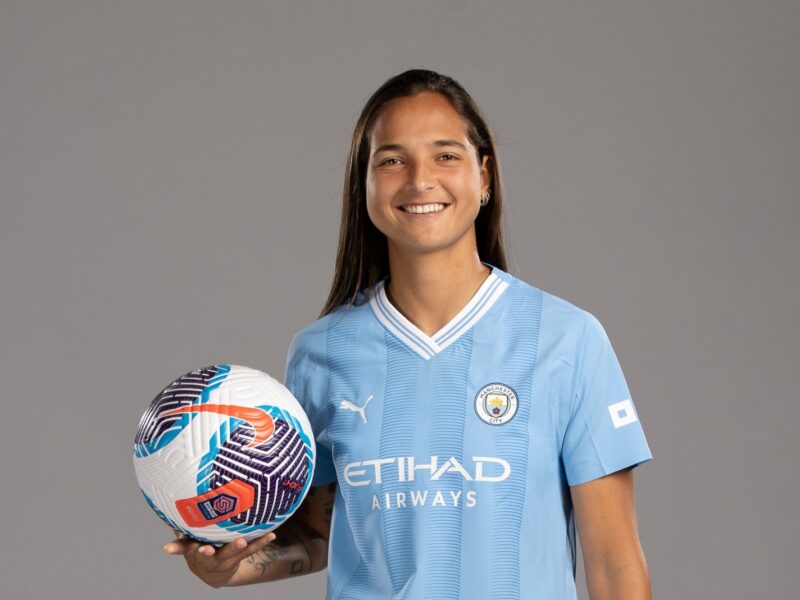 MANCHESTER, ENGLAND - SEPTEMBER 12: Deyna Castellanos of Manchester City poses during the Super League Headshots 2023/24 portrait session on September 12, 2023 in Manchester, England. (Photo by Naomi Baker - The FA/The FA via Getty Images)