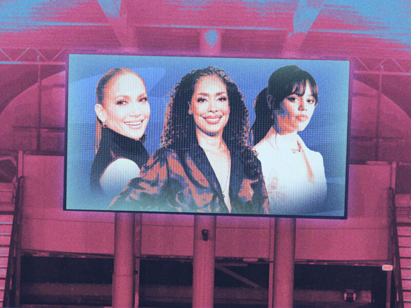 Jennifer Lopez, Gina torres, and Jenna Ortega in Super Bowl LVIII trailer