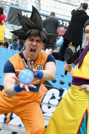 NEW YORK, NY - OCTOBER 04: Cosplayers dressed as Dragon Ball characters during New York Comic Con 2018 at Jacob K. Javits Convention Center on October 4, 2018 in New York City. (Photo by Craig Barritt/Getty Images for New York Comic Con)