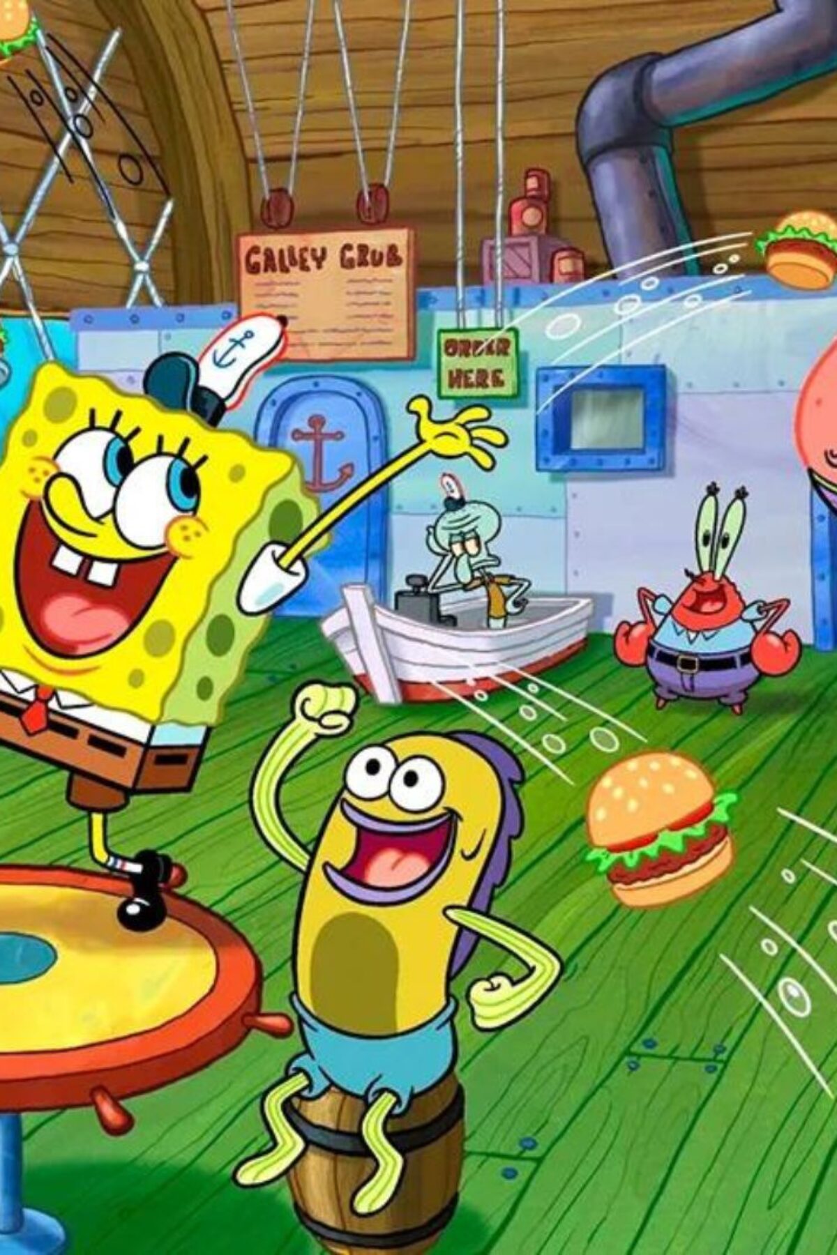 Spongebob Squarepants in Krusty Krab with friends