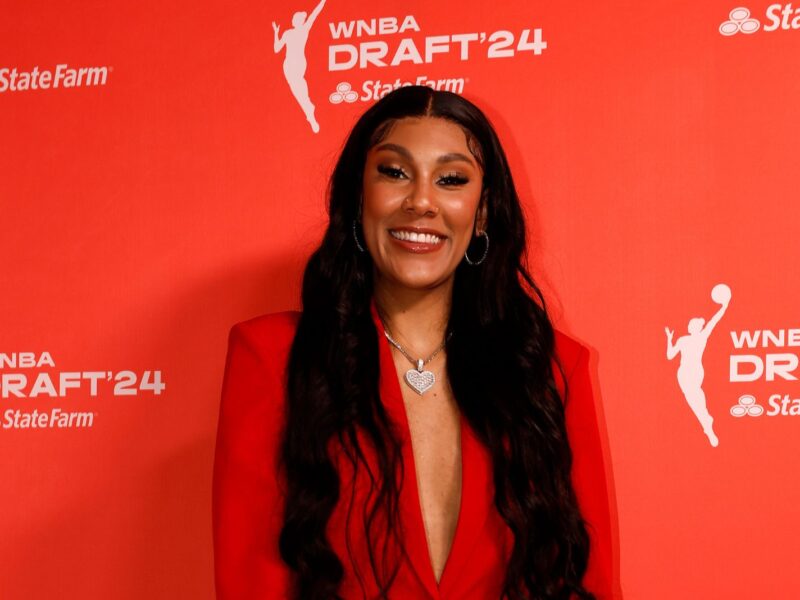 NEW YORK, NEW YORK - APRIL 15: Kamilla Cardoso arrives prior to the 2024 WNBA Draft at Brooklyn Academy of Music on April 15, 2024 in New York City. (Photo by Sarah Stier/Getty Images)