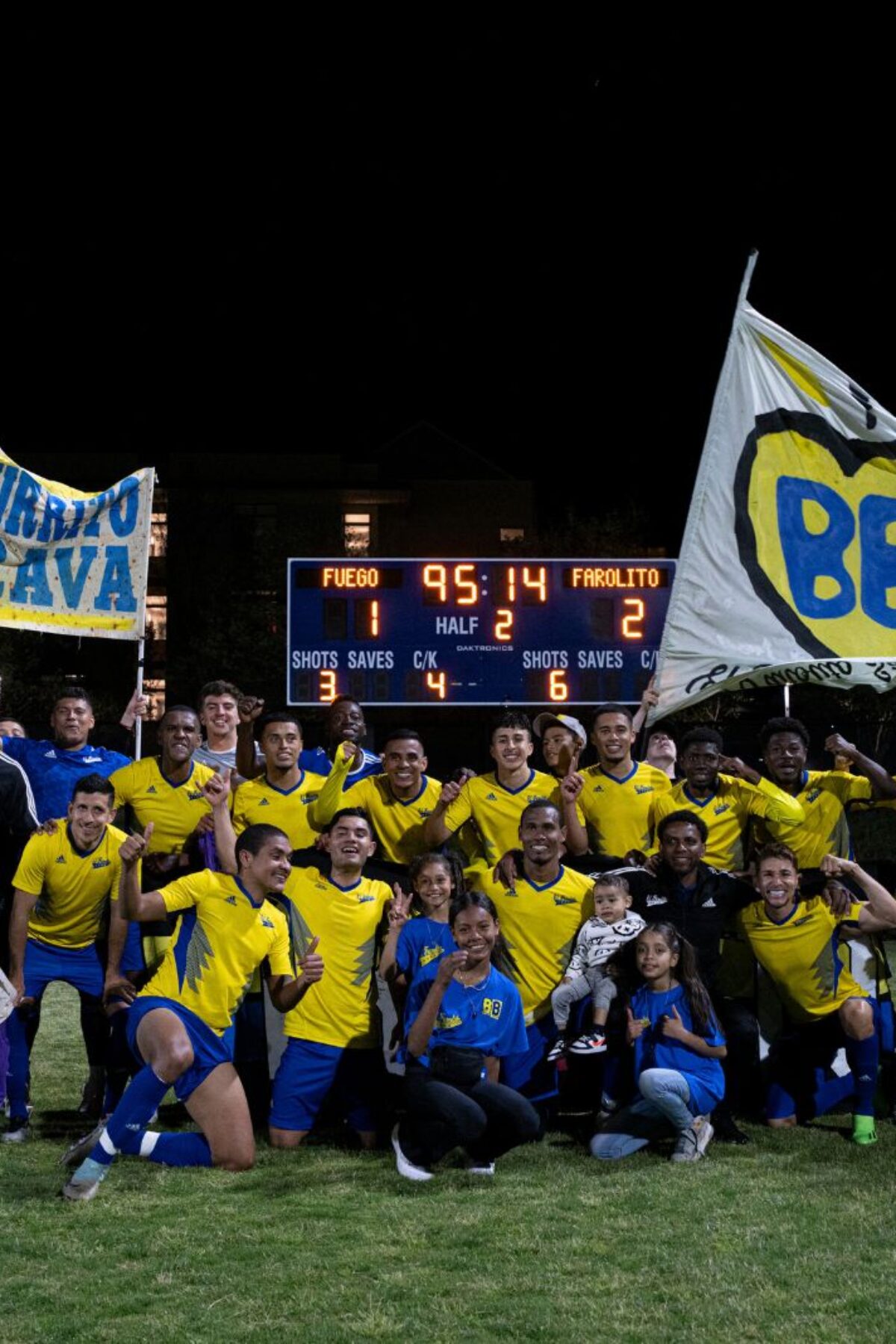 MERCED, CALIFORNIA - APRIL 2: El Farolito celebrate after winning an US Open Cup qualifying match on April 2, 2024 in Merced, California. (Photo by Maciek Gudrymowicz/ISI Photos/USSF/Getty Images)