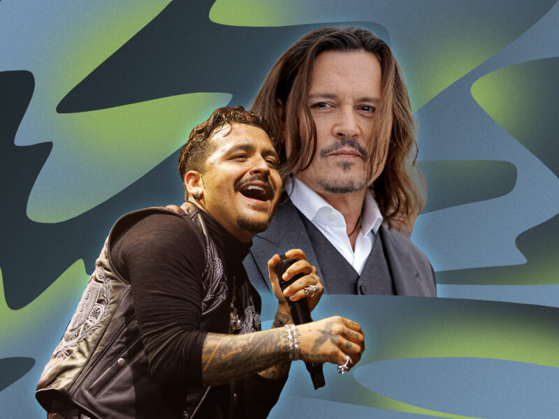 Christian Nodal and Johnny Depp in collage