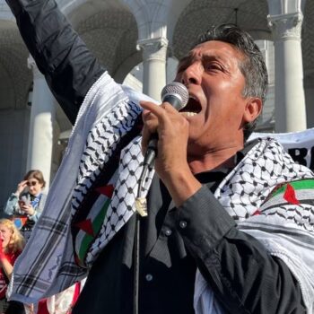 Lazaro Aguero during Palestine protests.