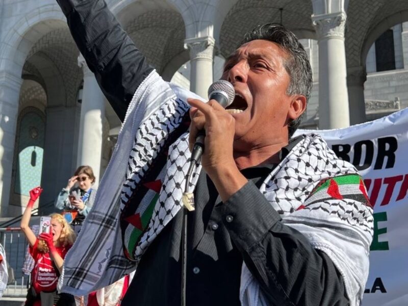 Lazaro Aguero during Palestine protests.