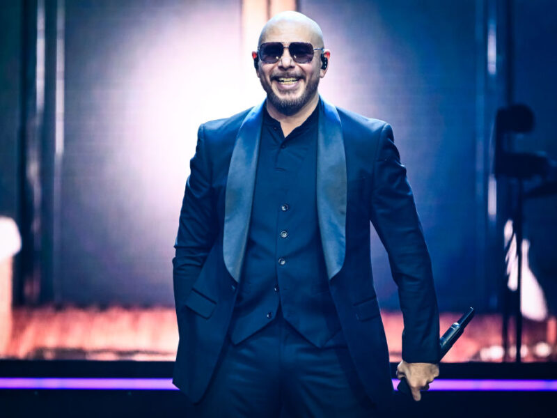 Pitbull performs during The Trilogy Tour at Bridgestone Arena on February 28, 2024.