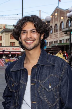 SEATTLE, WASHINGTON - JULY 11: Actor Xolo Maridueña of the film "Blue Beetle" visits the Pike Place Market on July 11, 2023 in Seattle, Washington. (Photo by Mat Hayward/Getty Images for Xolo)