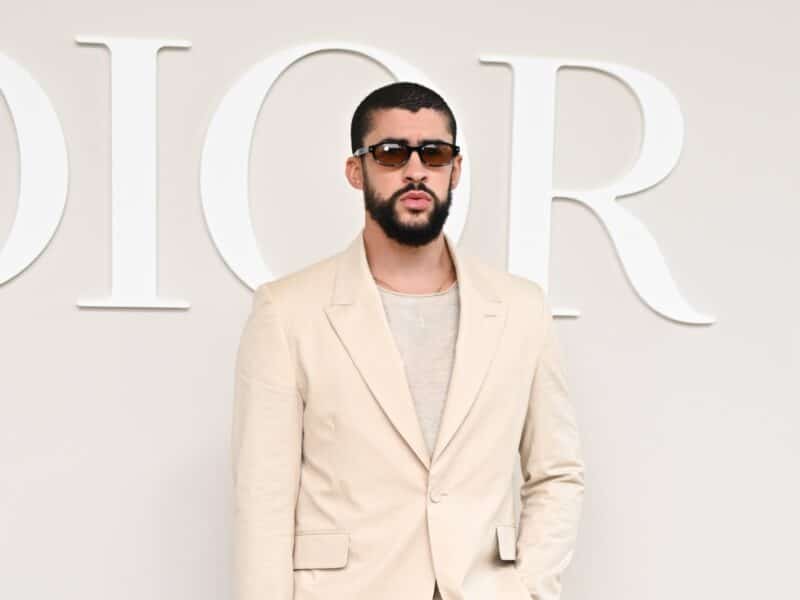 PARIS, FRANCE - JUNE 21: (EDITORIAL USE ONLY - For Non-Editorial use please seek approval from Fashion House) Bad Bunny attends the Dior Homme Menswear Spring/Summer 2025 show as part of Paris Fashion Week on June 21, 2024 in Paris, France. (Photo by Stephane Cardinale - Corbis/Corbis via Getty Images)