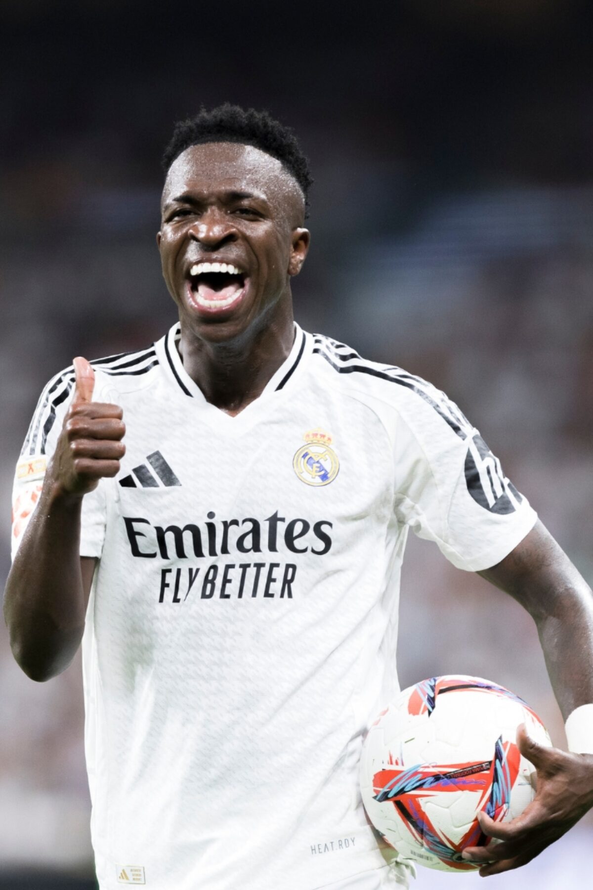 Vinicius Jr of Real Madrid during the La Liga 2024/25 match between Real Madrid and Real Betis at Santiago Bernabeu Stadium in Madrid, Spain, on September 1, 2024. (Photo by Guillermo Martinez)