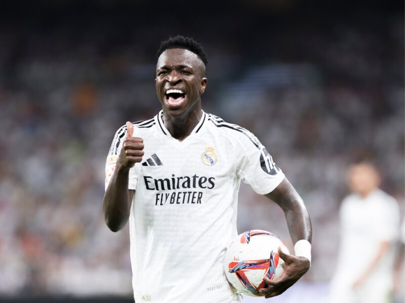 Vinicius Jr of Real Madrid during the La Liga 2024/25 match between Real Madrid and Real Betis at Santiago Bernabeu Stadium in Madrid, Spain, on September 1, 2024. (Photo by Guillermo Martinez)