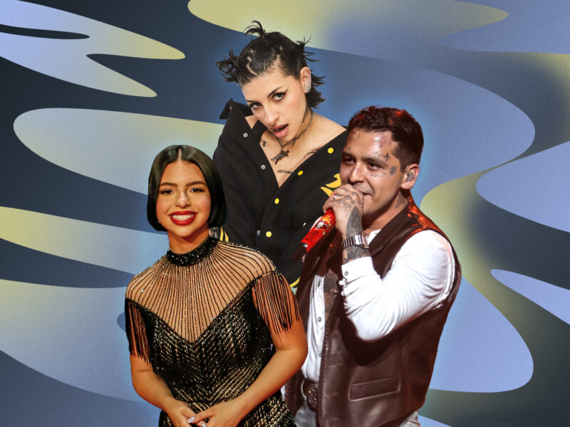 Angela Aguilar, Cazzu, and Christian Nodal in collage