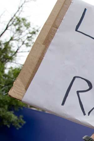 Armando Garcia protests outside the Trump hotel in Washington, DC, July 9, 2015. (AP Photo / Carolyn Kaster)