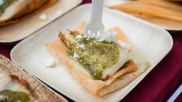 Short rib tamales with tomatillo sauce and queso fresco by Chef Susie Jimenez & Ibrahim Sanz from Spice It Up and Haven Riverfront. Photo by Itzel Alejandra for Remezcla
