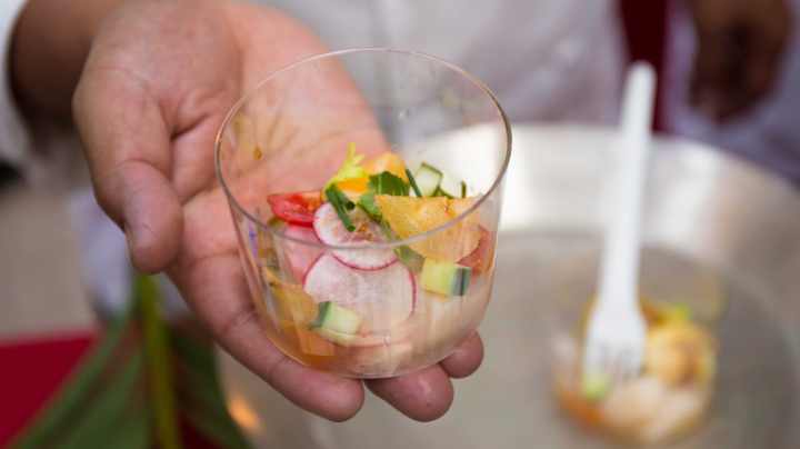Hamachi Crudo with agua chile verde, granny smith apples, sweet onion crisp French radishes by Martin Juana Rios by Restaurant Martin