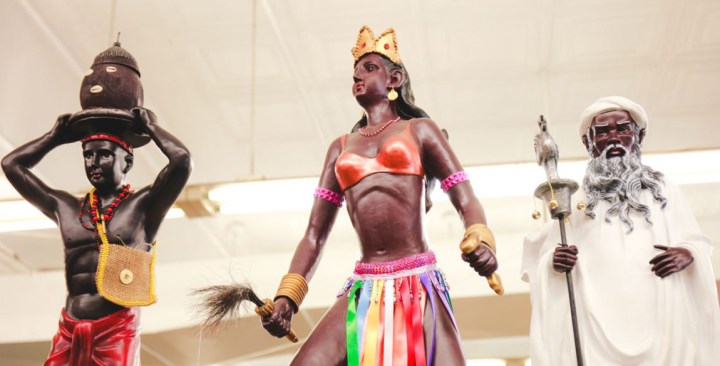 Yoruba Statues of Orisha Elegua, Oya, and Obatala at Original Botanica in the Bronx, Photo by Itzel Alejandra Martinez