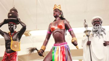Yoruba Statues of Orisha Elegua, Oya, and Obatala at Original Botanica in the Bronx, Photo by Itzel Alejandra Martinez