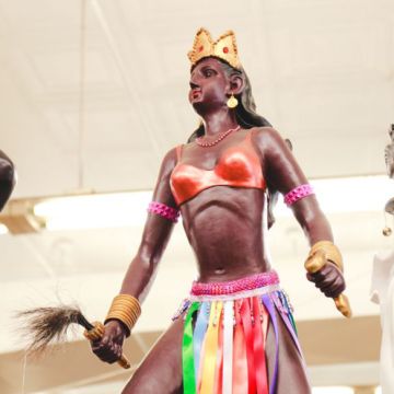 Yoruba Statues of Orisha Elegua, Oya, and Obatala at Original Botanica in the Bronx, Photo by Itzel Alejandra Martinez