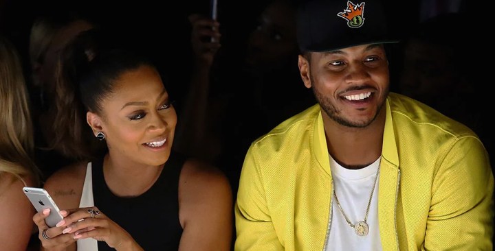 TV personality La La Anthony, NBA player Carmelo Anthony, and tv personality Nigel Barker attend the Kids Rock! fashion show. Photo by Astrid Stawiarz/Getty Images for NYFW: The Shows