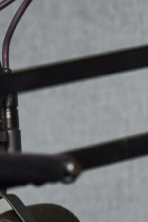 Kate del Castillo recording “Celestial Blood” at KCRW. Photo by Aaron Fallon. Courtesy of KCRW