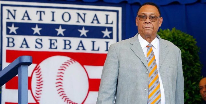 Hall of Famer Tony Perez is introduced at Clark Sports Center during the Baseball Hall of Fame induction ceremony in Cooperstown, New York. Photo by Jim McIsaac/Getty Images