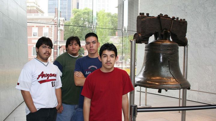 The team from Carl Hayden Community High School in Phoenix is pictured, Lorenzo Santillan, Luis Aranda, Oscar Vazquez, and Christian Arcega. This image is in the public domain.