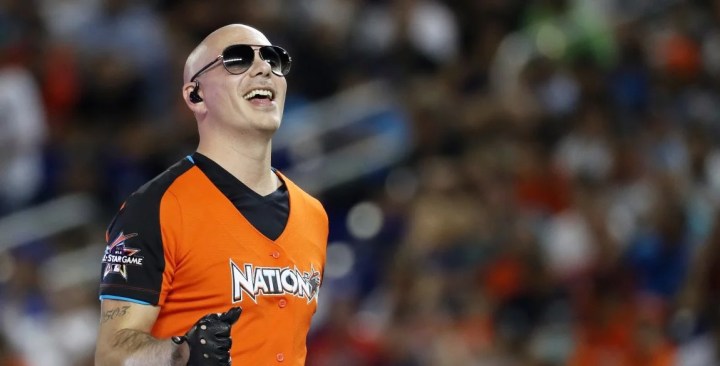Pitbull performs prior to the T-Mobile Home Run Derby at Marlins Park. Photo by Rob Carr/Getty Images