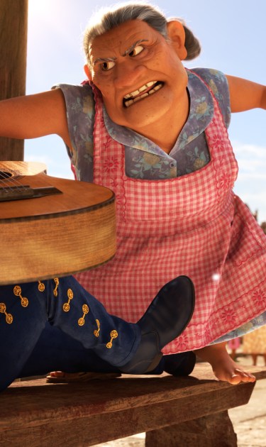 Lombardo Boyar as the voice of the mariachi, Renée Victor as the voice of Abuelita and Anthony Gonzalez as the voice of Miguel. 'Coco' still courtesy of Disney-Pixar