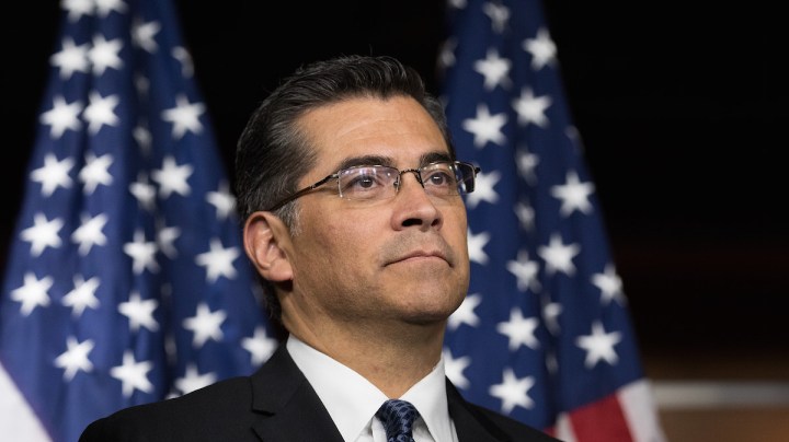 Rep. Xavier Becerra (D-CA) listens during a news conference to discuss the rhetoric of presidential candidate Donald Trump, at the U.S. Capitol, May 11, 2016, in Washington, DC. Photo by Drew Angerer/Getty Images News
