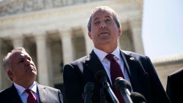 Texas Attorney General Ken Paxton speaks to reporters at a news conference outside the Supreme Court on Capitol Hill. Photo by Gabriella Demczuk/Getty Images News