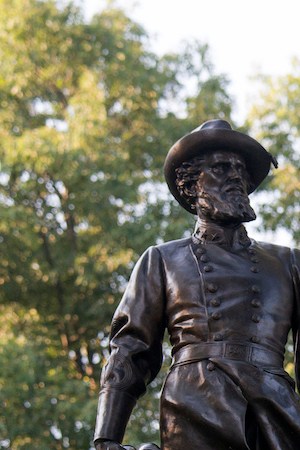 The statue of Confederate General Thomas Stonewall Jackson stands at the West Virginia State Capitol Complex on August 16, 2017 in Charleston, West Virginia. Photo by Ty Wright/Getty Images News