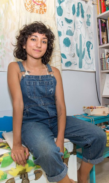 Krystal Quiles in her home studio in the Bronx. Photo by Itzel Alejandra Martinez for Remezcla