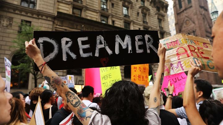 Dozens of immigration advocates and supporters attend a rally outside of  Trump Tower along Fifth Avenue on August 15, 2017 in New York City. Photo by Spencer Platt/Getty Images News
