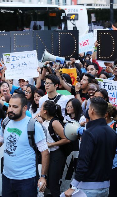 Hundreds of immigration advocates and supporters attend a rally and march to Trump Tower in support of the Deferred Action for Childhood Arrivals program also known as DACA on August 30, 2017 in New York City. Photo by Spencer Platt/Getty Images