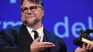 Guillermo del Toro receives the Golden Lion for Best Film Award for 'The Shape Of Water' during the Award Ceremony of the 74th Venice Film Festival at Sala Grande on September 9, 2017 in Venice, Italy. Photo by Ian Gavan/Getty Images