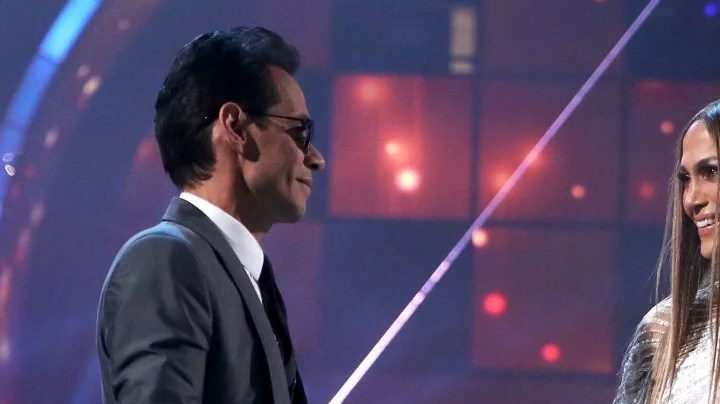 Marc Anthony (L) and Jennifer Lopez perform onstage during The 17th Annual Latin Grammy Awards at T-Mobile Arena. Photo by Christopher Polk/Getty Images for LARAS