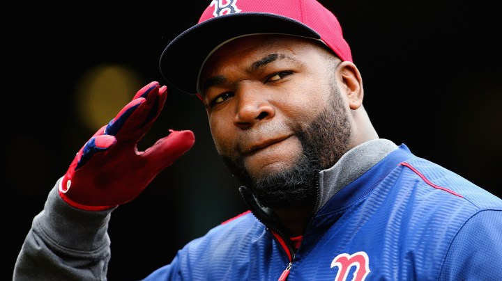 David Ortiz enters the dugout after batting practice before the Red Sox home opener against the Baltimore Orioles at Fenway Park on April 11, 2016. Photo by Maddie Meyer/Getty Images