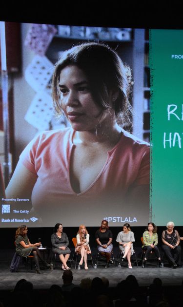 The Academy presented a screening of "Real Women Have Curves" as part of Pacific Standard Time: LA/LA, on Monday, October 16, 2017. Pictured (left to right): Ivette Rodriguez, Josefina López, Marilyn Atlas, Effie Brown, America Ferrera, Patricia Cardoso, Soledad St. Hilaire and Ingrid Oliu.