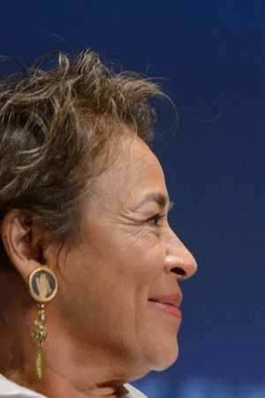Actors Alma Martinez (left) and Edward James Olmos prior to a screening of "Zoot Suit" presented by the Academy of Motion Picture Arts and Sciences on September 25, 2017. Photo by Michael Yada. Courtesy of A.M.P.A.S.